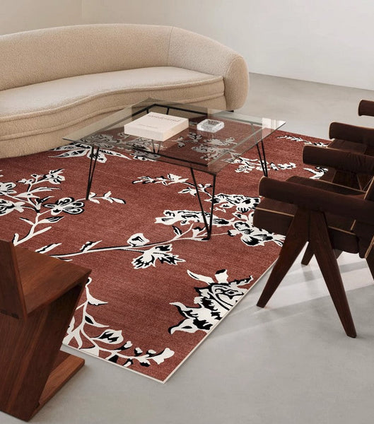 Abstract Contemporary Rugs Next to Bed, Flower Pattern Contemporary Modern Rugs, Modern Rugs for Living Room, Modern Rugs for Dining Room-Grace Painting Crafts