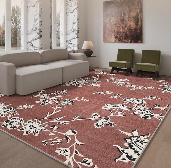 Abstract Contemporary Rugs Next to Bed, Flower Pattern Contemporary Modern Rugs, Modern Rugs for Living Room, Modern Rugs for Dining Room-Grace Painting Crafts