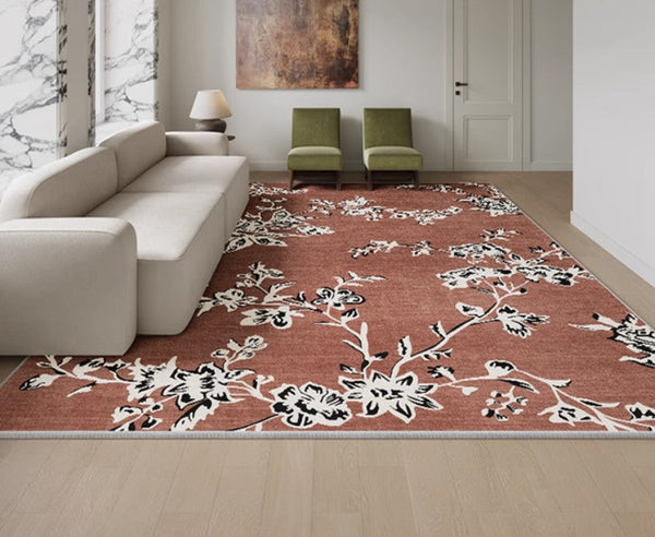 Abstract Contemporary Rugs Next to Bed, Flower Pattern Contemporary Modern Rugs, Modern Rugs for Living Room, Modern Rugs for Dining Room-Grace Painting Crafts