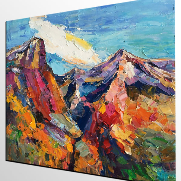 Abstract Art Landscape, Canvas Wall Art Paintings, Mountain Landscape Painting, Custom Landscape Oil Painting-Grace Painting Crafts