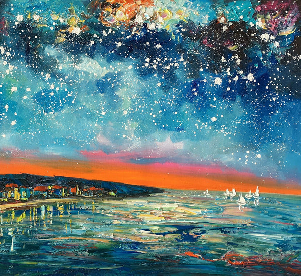 Landscape Canvas Paintings, Starry Night Sky Painting, Landscape Painting for Sale, Custom Original Painting on Canvas-Grace Painting Crafts