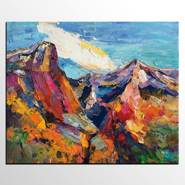 Abstract Art Landscape, Canvas Wall Art Paintings, Mountain Landscape Painting, Custom Landscape Oil Painting-Grace Painting Crafts