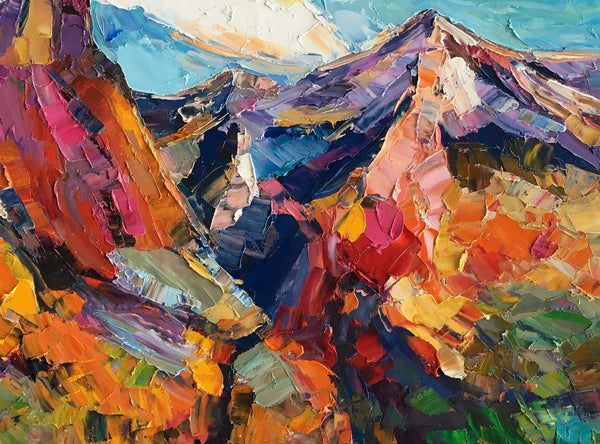 Abstract Art Landscape, Canvas Wall Art Paintings, Mountain Landscape Painting, Custom Landscape Oil Painting-Grace Painting Crafts