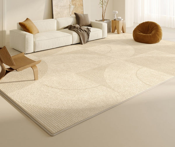 Modern Rugs under Sofa, Abstract Contemporary Rugs for Bedroom, Dining Room Floor Rugs, Modern Rugs for Office, Large Cream Color Rugs in Living Room-Grace Painting Crafts