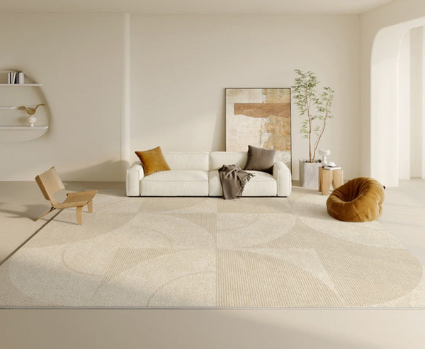 Abstract Contemporary Rugs for Bedroom, Dining Room Floor Rugs, Modern Rugs for Office, Large Cream Color Rugs in Living Room, Modern Rugs under Sofa-Grace Painting Crafts