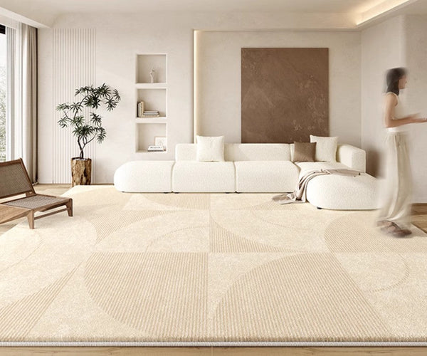 Abstract Contemporary Rugs for Bedroom, Dining Room Floor Rugs, Modern Rugs for Office, Large Cream Color Rugs in Living Room, Modern Rugs under Sofa-Grace Painting Crafts