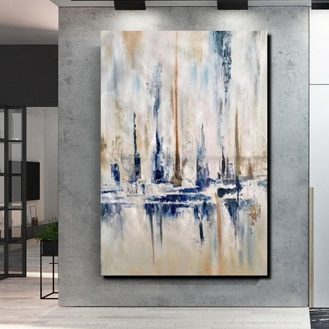 Large Wall Art for Living Room, Acrylic Canvas Paintings, Abstract Sail Boat Painting, Modern Wall Art Paintings, Contemporary Painting-Grace Painting Crafts