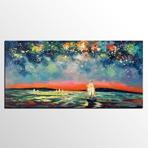 Large Canvas Art, Canvas Oil Painting, Starry Night Sky Painting, Custom Abstract Painting-Grace Painting Crafts