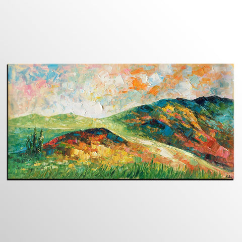 Mountain Landscape Painting, Landscape Painting, Custom Abstract Oil Painting, Bedroom Wall Art-Grace Painting Crafts