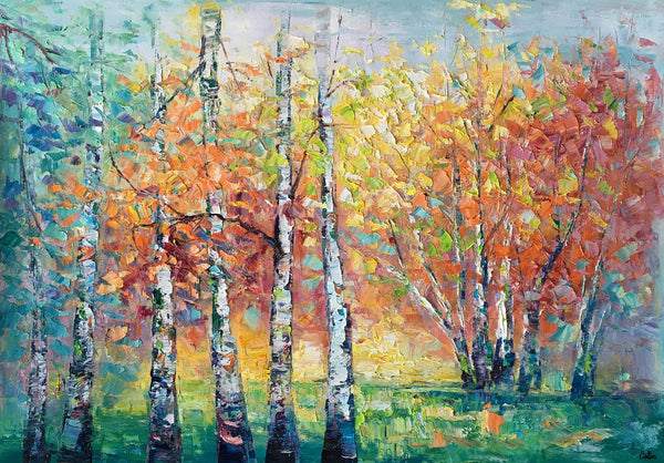 Landscape Canvas Painting, Autumn Tree Paintings, Abstract Landscape Paintings, Custom Original Canvas Painting-Grace Painting Crafts