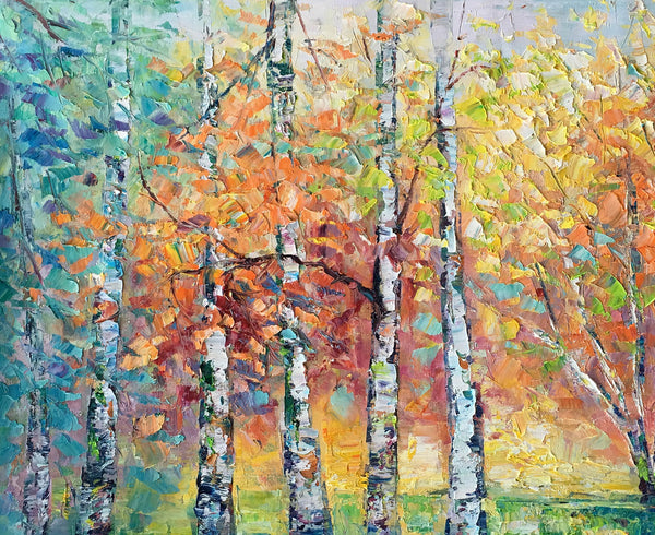 Landscape Canvas Painting, Autumn Tree Paintings, Abstract Landscape Paintings, Custom Original Canvas Painting-Grace Painting Crafts