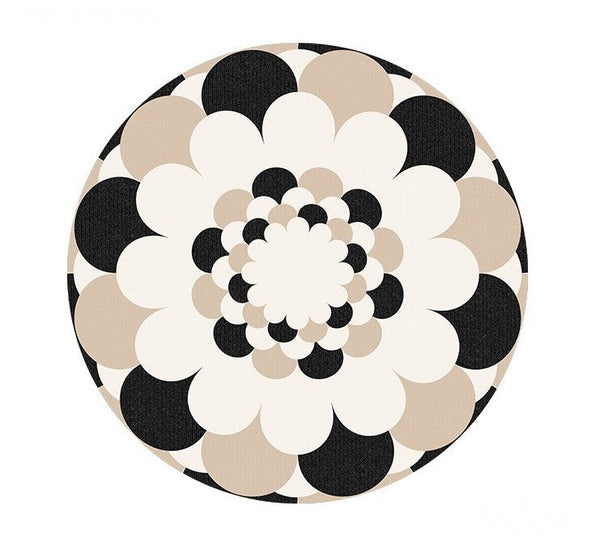 Abstract Contemporary Round Rugs under Chairs, Circular Area Rugs for Bedroom, Modern Rugs for Dining Room, Flower Pattern Modern Rugs for Living Room-Grace Painting Crafts