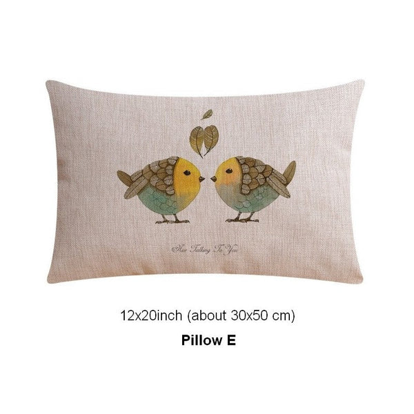 Love Birds Throw Pillows for Couch, Simple Decorative Pillow Covers, Decorative Sofa Pillows for Children's Room, Singing Birds Decorative Throw Pillows-Grace Painting Crafts