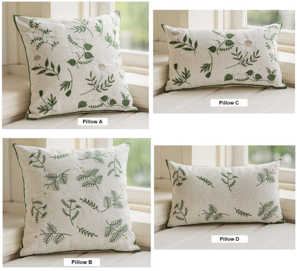 Spring Flower Decorative Pillows for Dining Room, Embroider Flower Cotton Pillow Covers, Decorative Pillows for Sofa, Farmhouse Decorative Pillows for Couch-Grace Painting Crafts