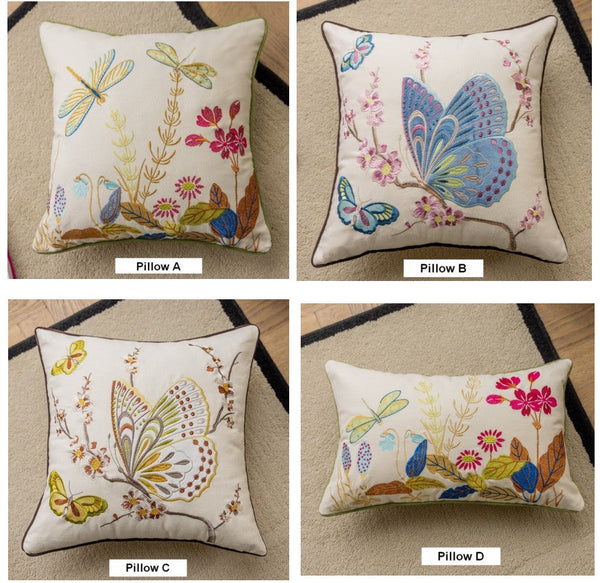 Butterfly Dragonfly Cotton and linen Pillow Cover, Modern Decorative Pillows for Couch, Decorative Throw Pillows for Living Room, Decorative Sofa Pillows-Grace Painting Crafts