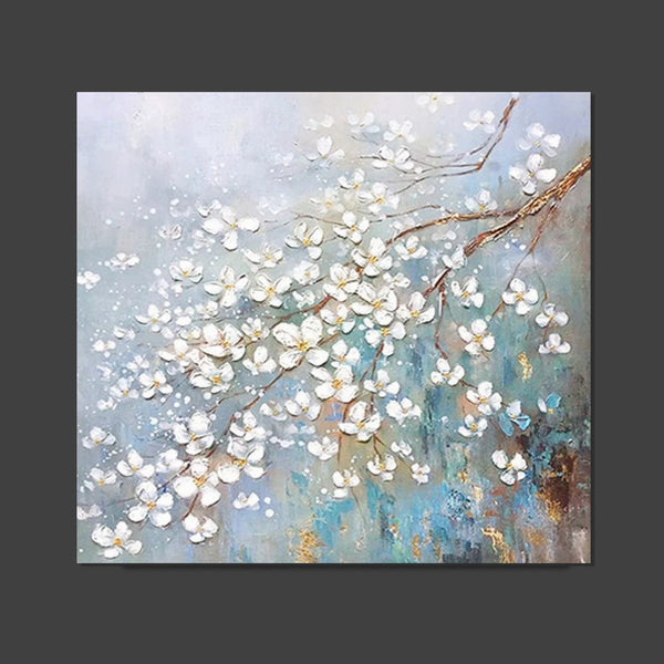 Abstract Flower Painting, Extra Large Abstract Paintings on Canvas, Hand Painted Abstract Painting, Bedroom Wall Art Ideas, Heavy Texture Painting-Grace Painting Crafts