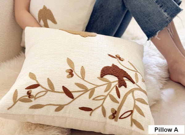 Square Decorative Pillow Covers, Decorative Pillows for Couch, Farmhouse Decorative Pillows for Sofa, Spring Swallow Decorative Pillows for Bedroom-Grace Painting Crafts