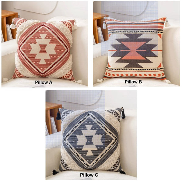 Bohemian Decorative Sofa Pillows, Geometric Modern Pillow Covers, Square Pillows for Couch, Oriental Decorative Throw Pillows for Living Room-Grace Painting Crafts