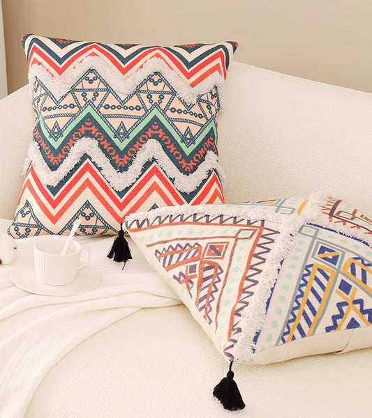 Square Pillows for Couch, Oriental Decorative Throw Pillows for Living Room, Geometric Modern Pillow Covers, Bohemian Decorative Sofa Pillows-Grace Painting Crafts