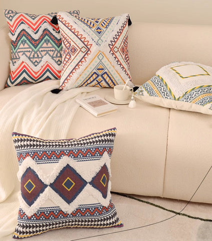 Square Pillows for Couch, Oriental Decorative Throw Pillows for Living Room, Geometric Modern Pillow Covers, Bohemian Decorative Sofa Pillows-Grace Painting Crafts