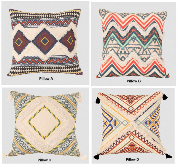 Oriental Decorative Throw Pillows for Living Room, Square Pillows for Couch, Geometric Modern Pillow Covers, Bohemian Decorative Sofa Pillows-Grace Painting Crafts