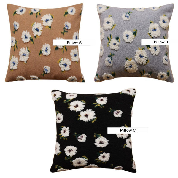 Square Modern Throw Pillows for Couch, Contemporary Modern Sofa Pillows, Flower Decorative Pillow Covers, Decorative Pillows for Bedroom-Grace Painting Crafts