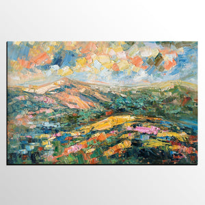 Landscape Oil Painting, Abstract Autumn Mountain Painting, Canvas Painting for Sale-Grace Painting Crafts