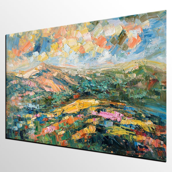 Landscape Oil Painting, Abstract Autumn Mountain Painting, Canvas Painting for Sale-Grace Painting Crafts