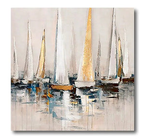 Sail Boat Paintings, Modern Acrylic Canvas Painting, Acrylic Painting on Canvas, Simple Painting Ideas for Dining Room, Oversized Canvas Painting for Sale-Grace Painting Crafts