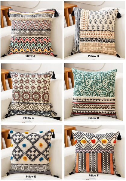 Oriental Square Pillows for Couch, Geometric Modern Pillows, Decorative Throw Pillows for Living Room, Bohemian Decorative Sofa Pillows-Grace Painting Crafts