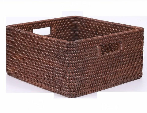 Storage Baskets for Clothes, Rectangular Storage Baskets, Large Brown Woven Storage Baskets, Storage Baskets for Shelves-Grace Painting Crafts