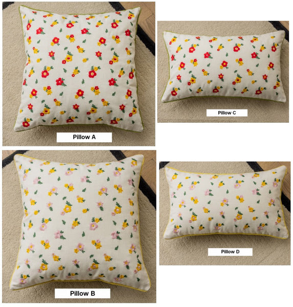 Embroider Flower Cotton Pillow Covers, Spring Flower Decorative Pillows for Dining Room, Decorative Pillows for Sofa, Farmhouse Decorative Pillows for Couch-Grace Painting Crafts