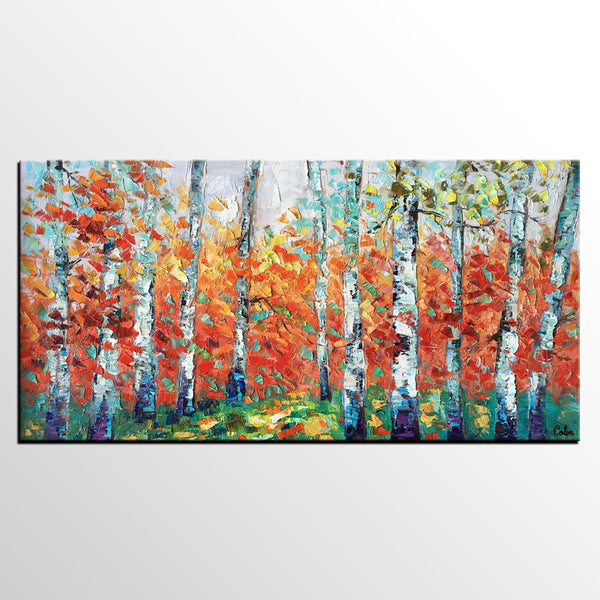 Custom Canvas Artwork, Spring Tree Painting, Landscape Oil Painting, Canvas Painting for Bedroom-Grace Painting Crafts