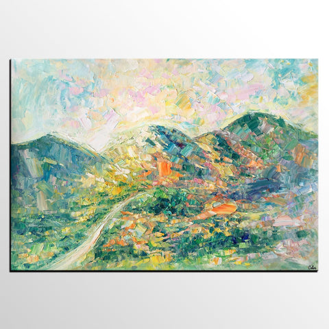 Abstract Oil Painting, Impasto Painting, Custom Landscape Painting, Mountain Landscape Painting-Grace Painting Crafts