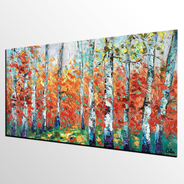 Custom Canvas Artwork, Spring Tree Painting, Landscape Oil Painting, Canvas Painting for Bedroom-Grace Painting Crafts