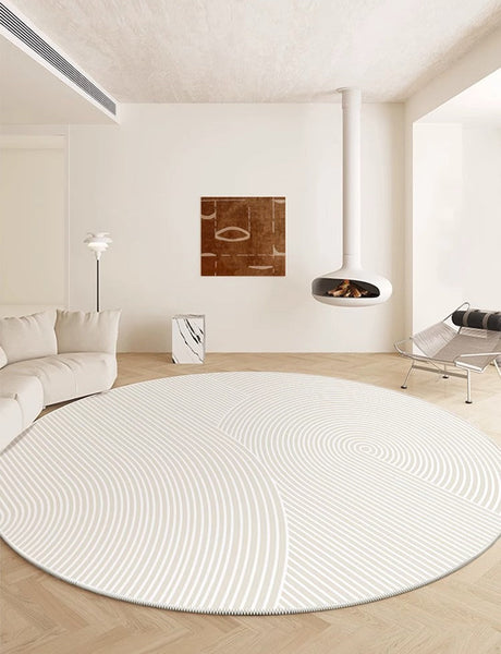 Abstract Contemporary Round Rugs for Dining Room, Soft Modern Rugs for Dining Room, Geometric Modern Rug Ideas for Living Room, Circular Modern Rugs for Bathroom-Grace Painting Crafts