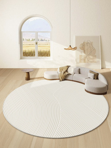 Soft Modern Rugs for Dining Room, Abstract Contemporary Round Rugs for Dining Room, Geometric Modern Rug Ideas for Living Room, Circular Modern Rugs for Bathroom-Grace Painting Crafts