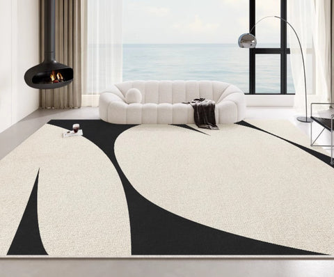 Black Contemporary Modern Rugs, Geometric Contemporary Rugs Next to Bed, Modern Rugs for Living Room, Modern Rugs for Dining Room-Grace Painting Crafts