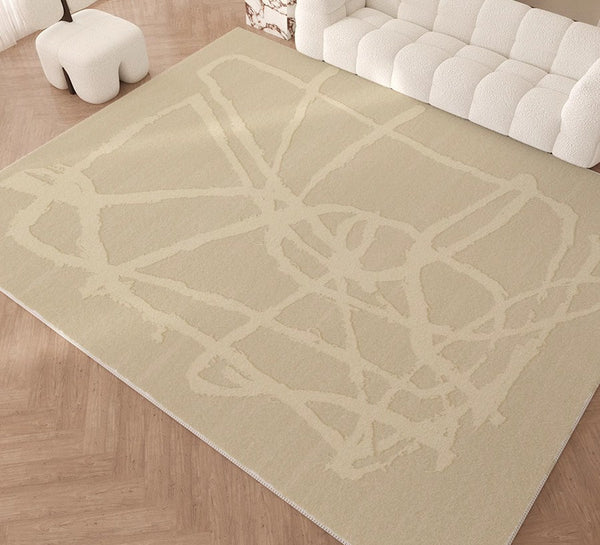 Large Modern Rugs for Living Room, Cream Modern Rugs for Bedroom, Modern Rugs for Dining Room, Abstract Geometric Modern Rugs-Grace Painting Crafts