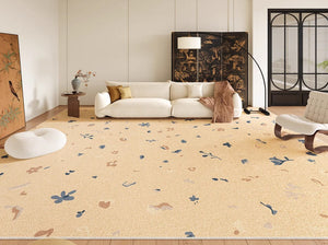 Large Modern Rugs for Bedroom, Modern Rugs for Living Room, Cream Color Flower Pattern Rugs under Coffee Table, Contemporary Modern Rugs for Dining Room-Grace Painting Crafts