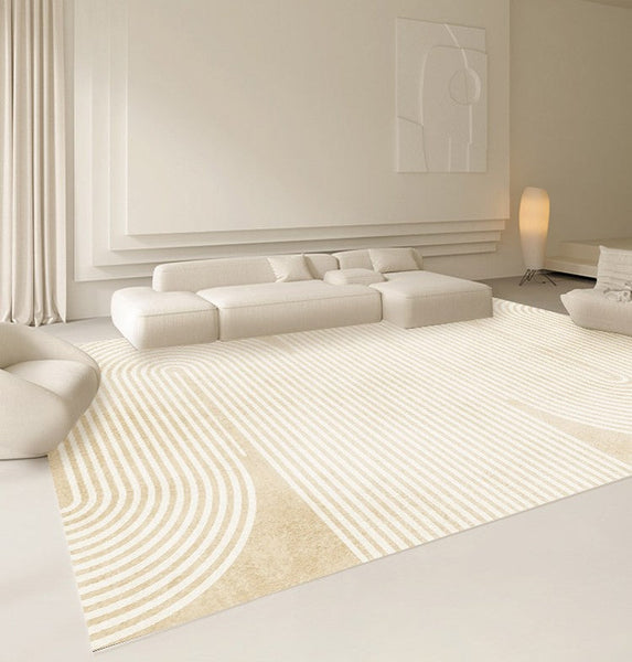 Cream Color Modern Living Room Rugs, Dining Room Modern Rugs, Thick Soft Modern Rugs for Living Room, Contemporary Rugs for Bedroom-Grace Painting Crafts