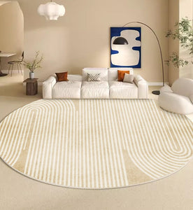 Contemporary Modern Rug Ideas for Living Room, Thick Round Rugs under Coffee Table, Modern Round Rugs for Dining Room, Circular Modern Rugs for Bedroom-Grace Painting Crafts