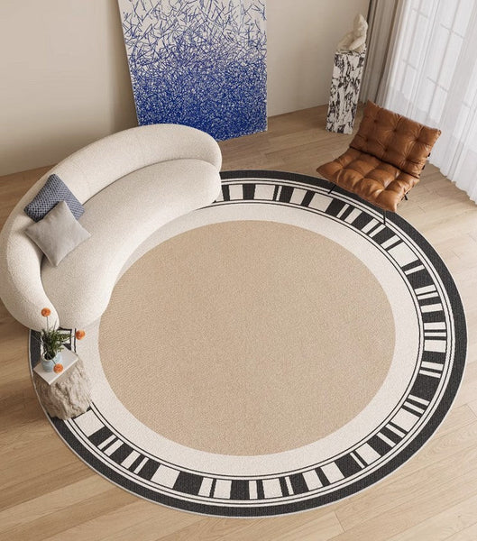 Modern Rug Ideas for Living Room, Contemporary Round Rugs, Bedroom Modern Round Rugs, Circular Modern Rugs under Dining Room Table-Grace Painting Crafts