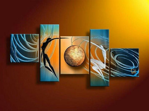 Simple Modern Art, Love Abstract Painting, Abstract Art of Love, Living Room Wall Painting, 5 Piece Canvas Painting for Sale, Bedroom Abstract Painting-Grace Painting Crafts