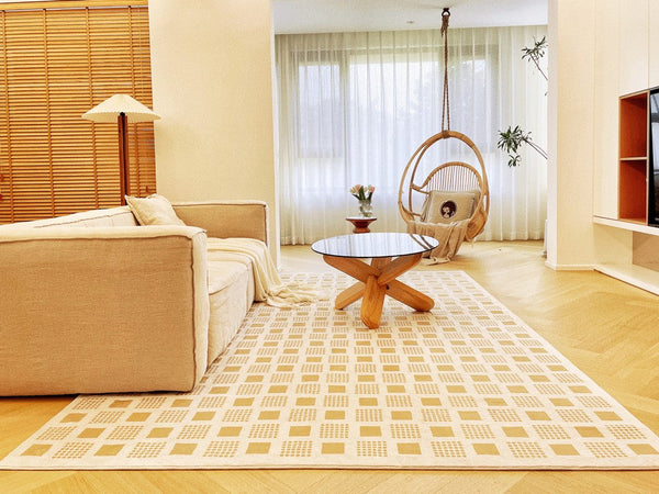 Modern Rug Ideas for Bedroom, Dining Room Modern Floor Carpets, Chequer Modern Rugs for Living Room, Contemporary Soft Rugs Next to Bed-Grace Painting Crafts