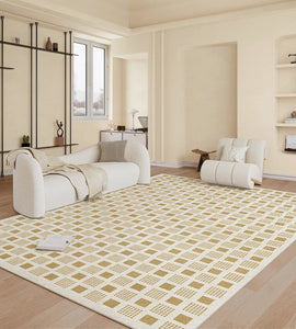 Dining Room Modern Floor Carpets, Modern Rug Ideas for Bedroom, Chequer Modern Rugs for Living Room, Contemporary Soft Rugs Next to Bed-Grace Painting Crafts