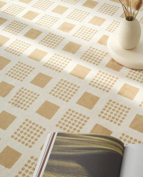 Dining Room Modern Floor Carpets, Modern Rug Ideas for Bedroom, Chequer Modern Rugs for Living Room, Contemporary Soft Rugs Next to Bed-Grace Painting Crafts