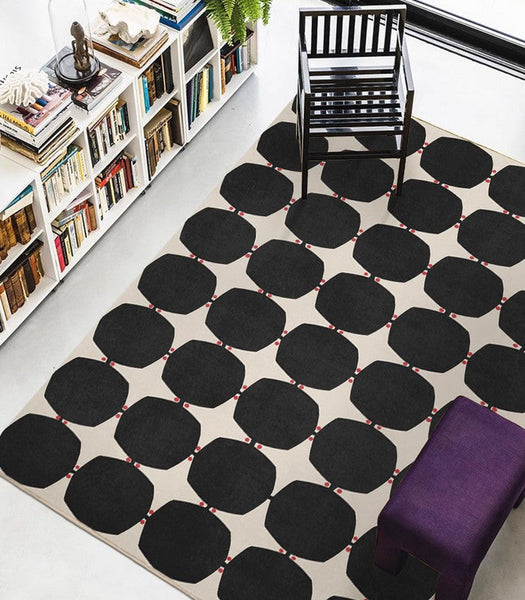 Dining Room Geometric Modern Rugs, Bedroom Modern Rugs, Black Modern Rugs for Living Room, Contemporary Modern Rugs under Coffee Table-Grace Painting Crafts