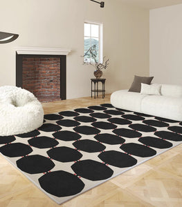 Dining Room Geometric Modern Rugs, Bedroom Modern Rugs, Black Modern Rugs for Living Room, Contemporary Modern Rugs under Coffee Table-Grace Painting Crafts