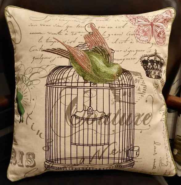 Decorative Throw Pillows, Bird Throw Pillows, Pillows for Farmhouse, Sofa Throw Pillows, Embroidery Throw Pillows, Rustic Pillows for Couch-Grace Painting Crafts